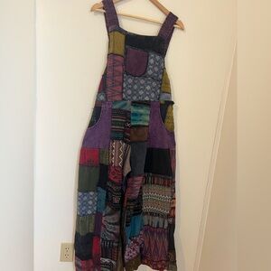 Purple Handmade Patchwork Overalls
